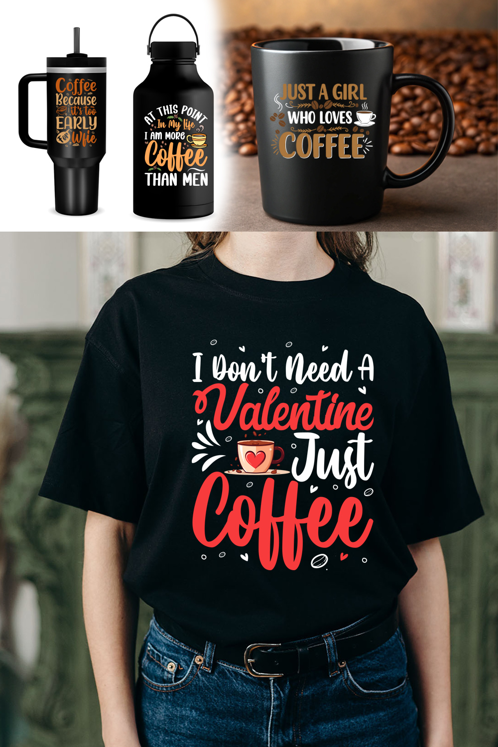 Coffee T-Shirt Bundle pinterest preview image.