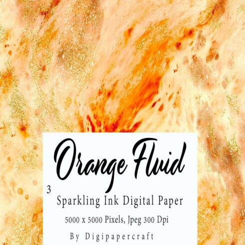 Orange Watercolor Digital Texture, Orange Marble, Fall Color cover image.