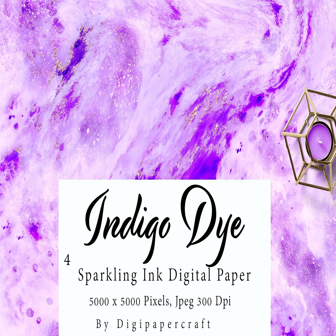 Indigo Ink Digital Print, Watercolor Wash, Blue Ink Marble preview image.