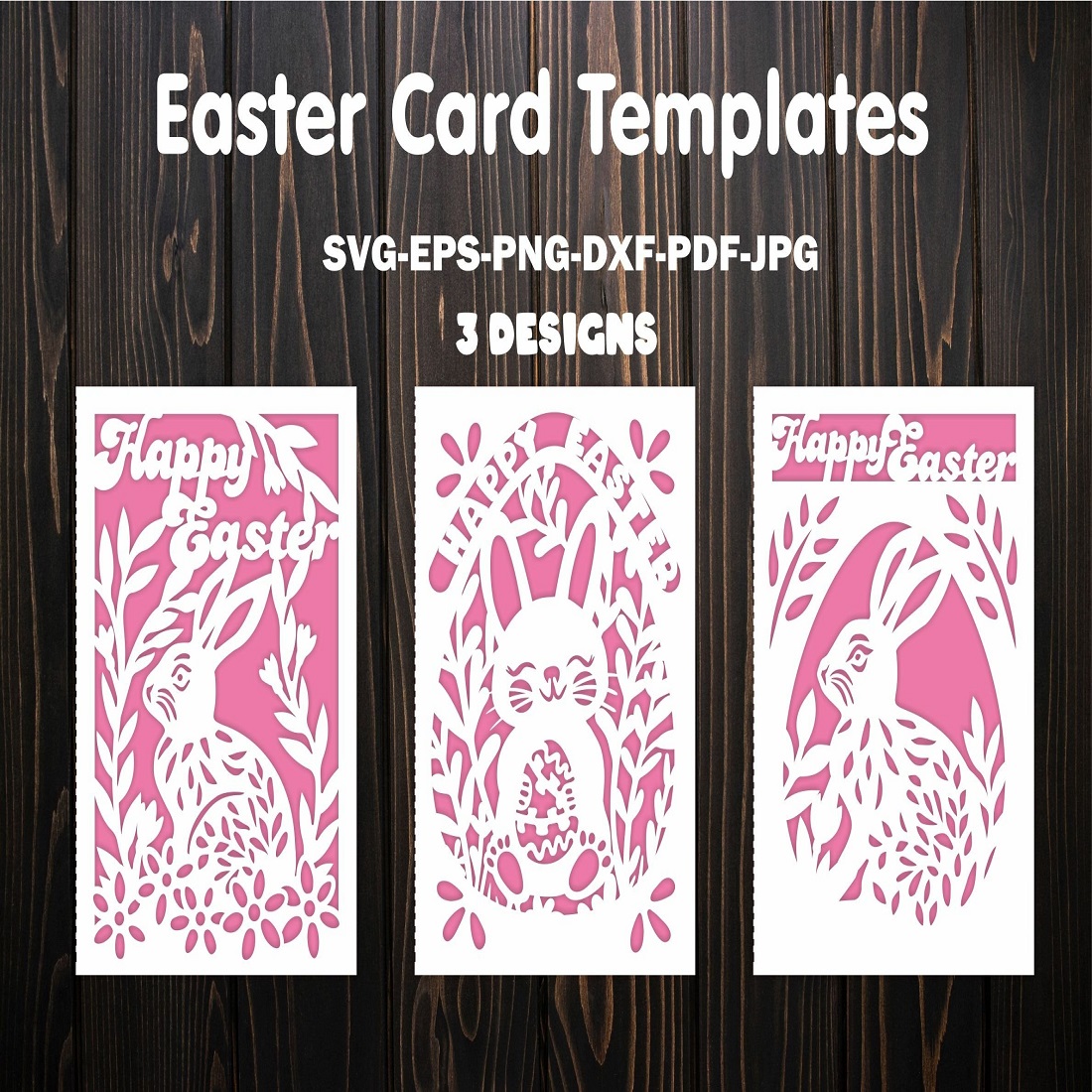 Happy Easter Card Svg Template For Laser And Paper cut preview image.