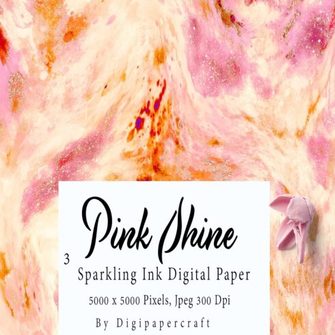 Pink Marble Digital Paper, Marbling Ink texture, cover image.