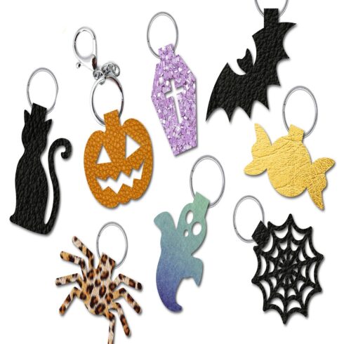 Halloween Key Fob SVG, Faux Leather Folded Keychain Template cover image.