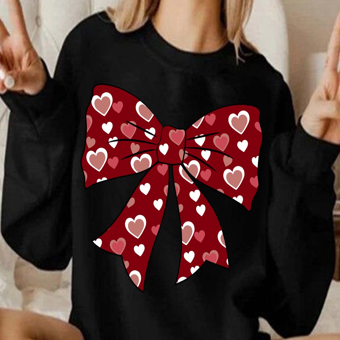 Retro Valentine’s Day Coquette Bow Png T-shirt Design cover image.