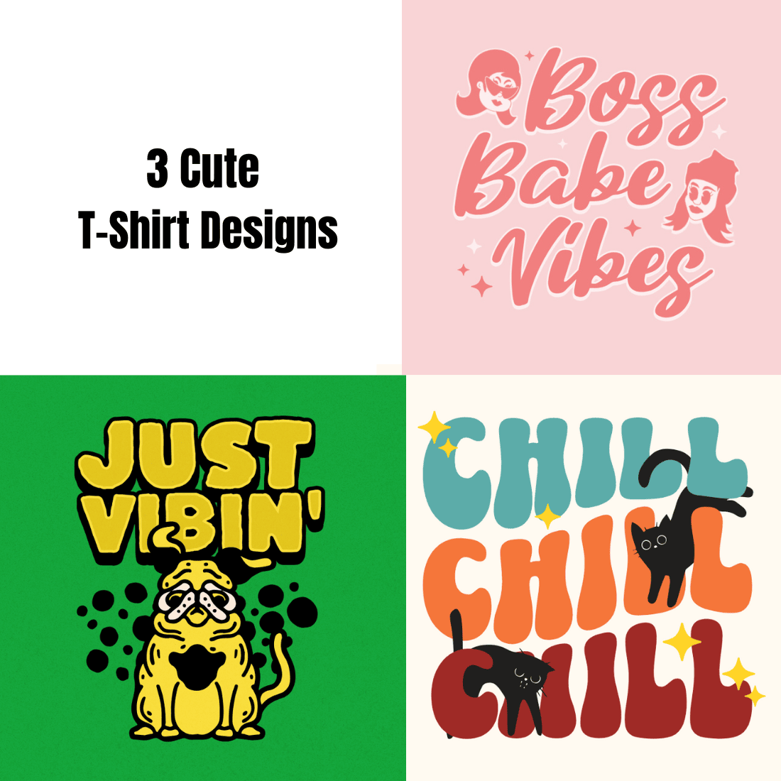 3 Cute T-Shirt design preview image.