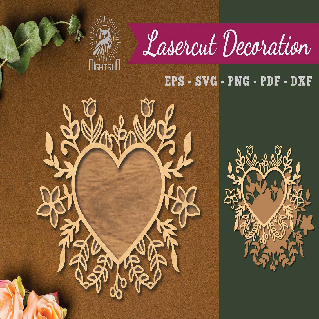 Floral Heart Laser Cut Decoration cover image.