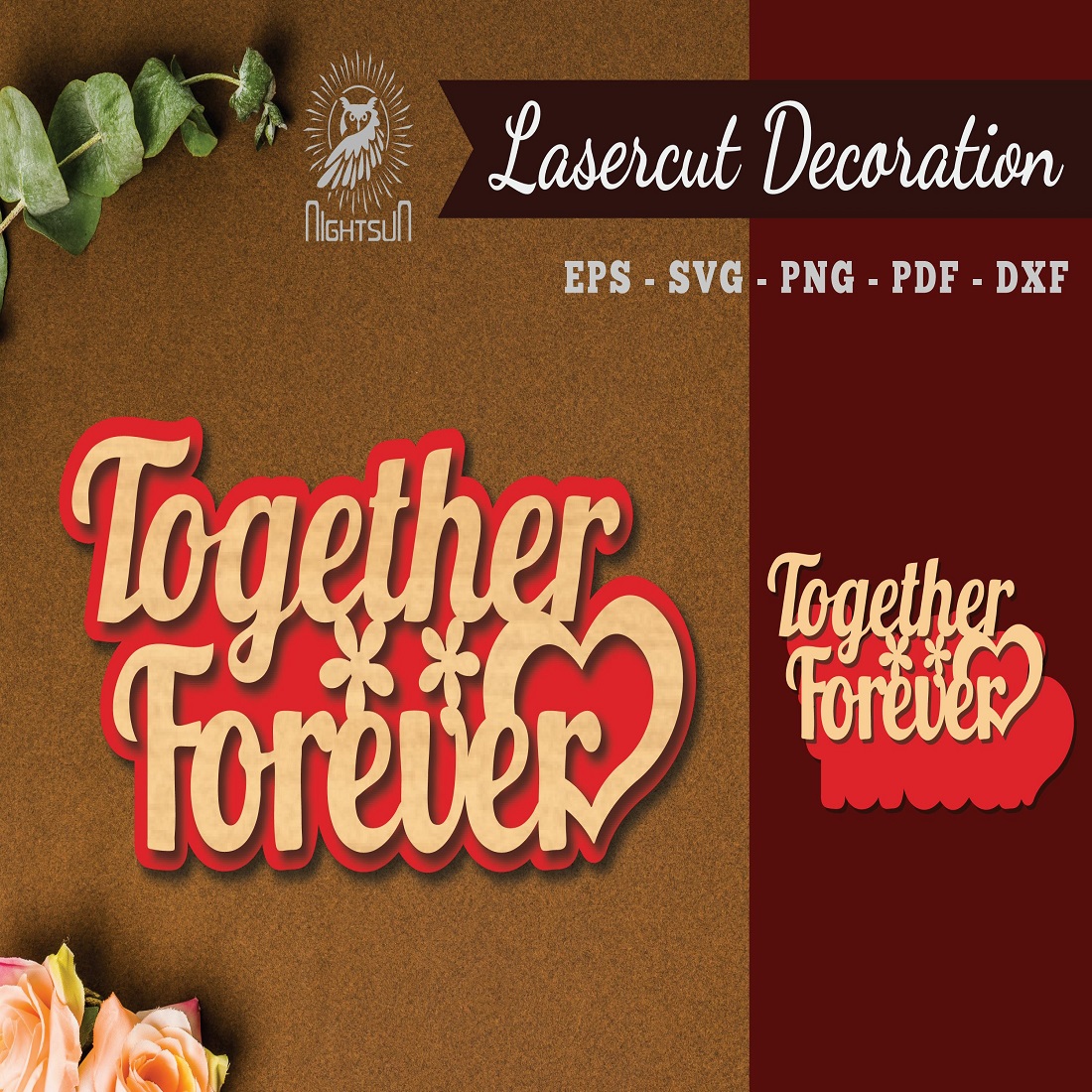 Together Forever Laser Cut Decoration preview image.