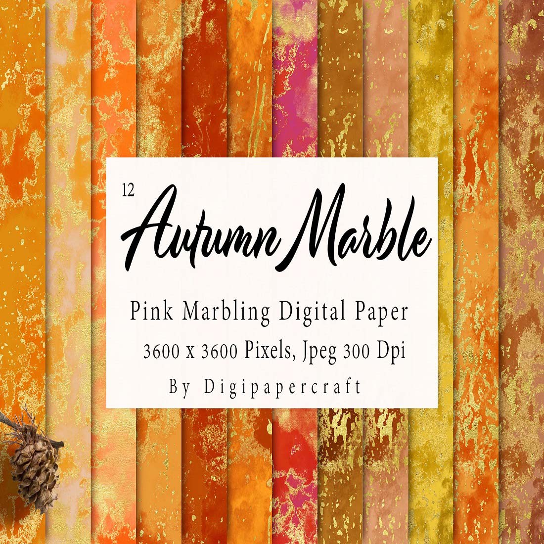 Autumn Marble Digital Paper, Fall Textures, glitter marble, cover image.