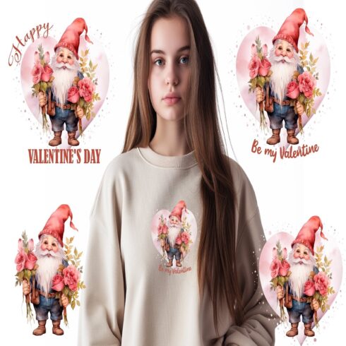 vintage valentines gnome with flowers happy valentines day cover image.