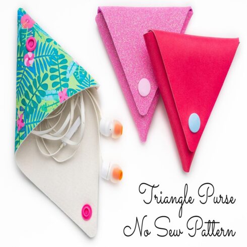 Coin Purse SVG, Faux Leather Purse Template No Sew Triangle cover image.