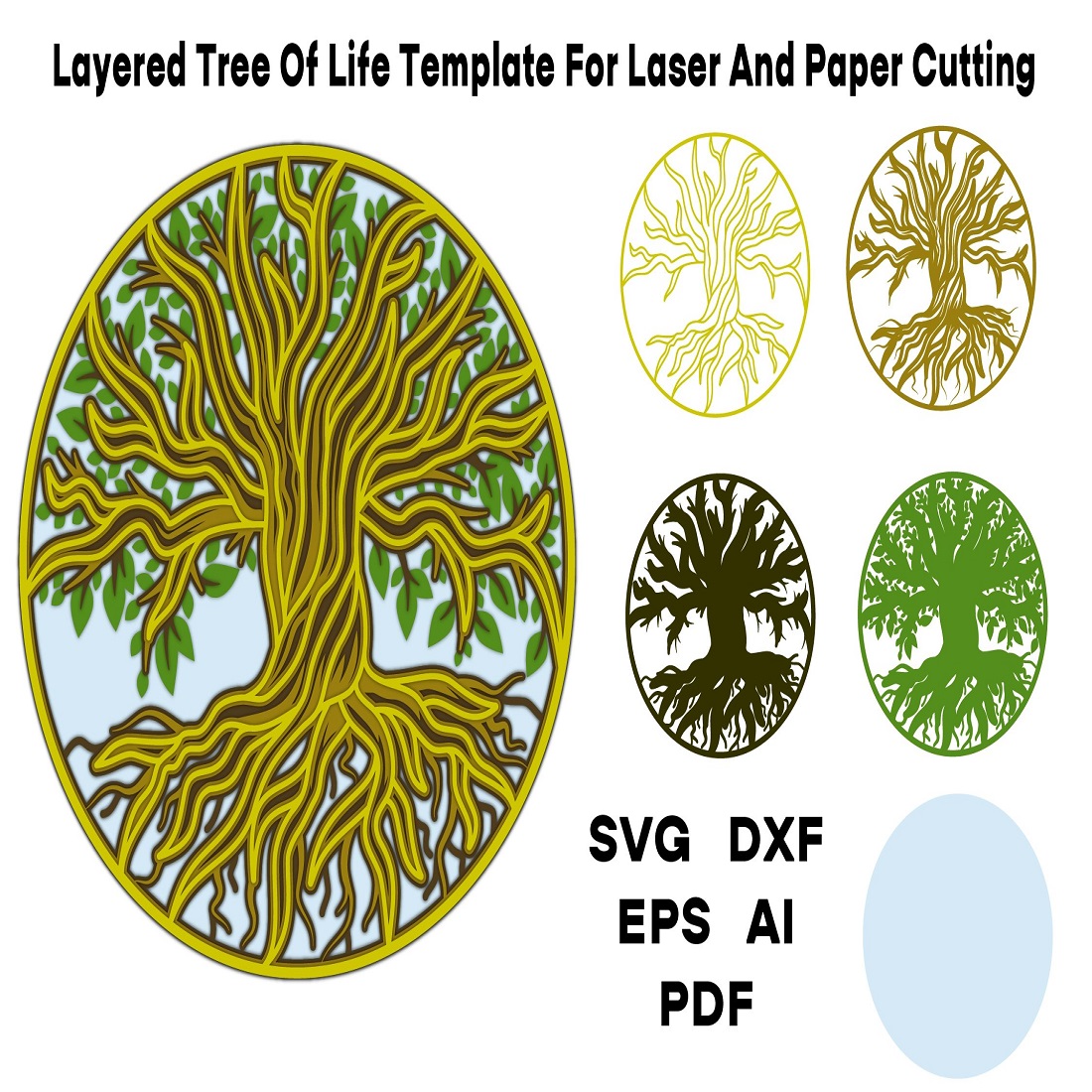 Multilayer Tree of Life template for laser and paper cutting preview image.