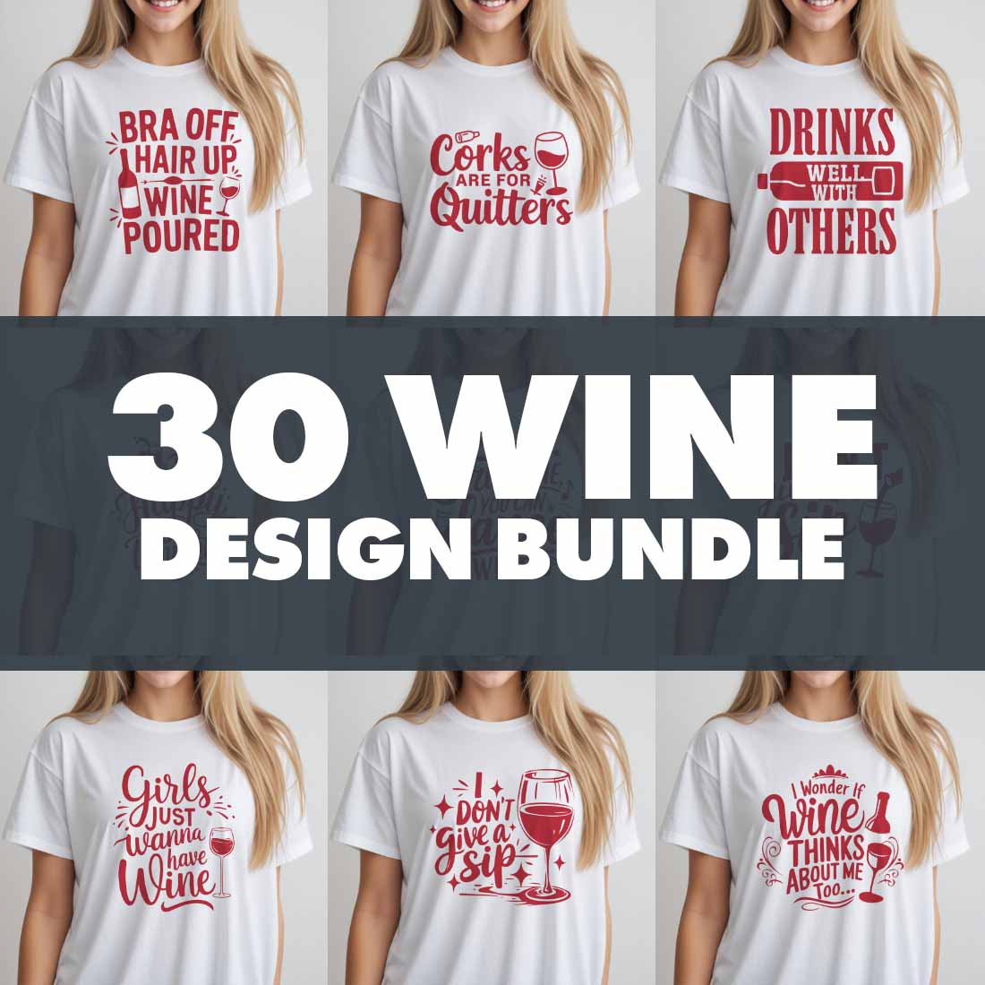 30 Wine Graphic Design Bundle For Wine Lovers cover image.