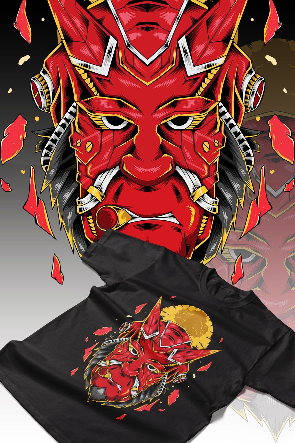 Japanese Mask Design pinterest preview image.