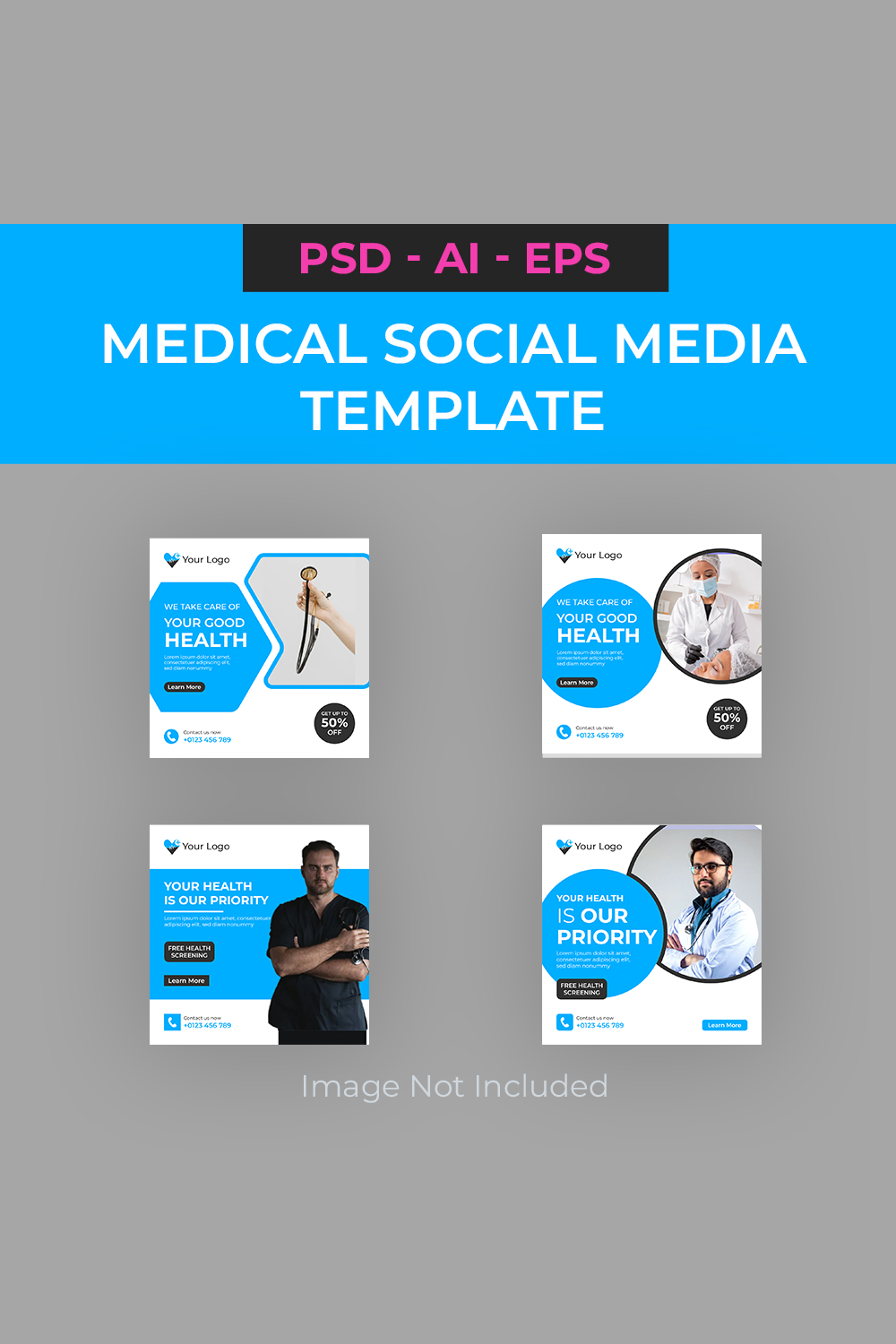 Medical Social Media Template Design pinterest preview image.