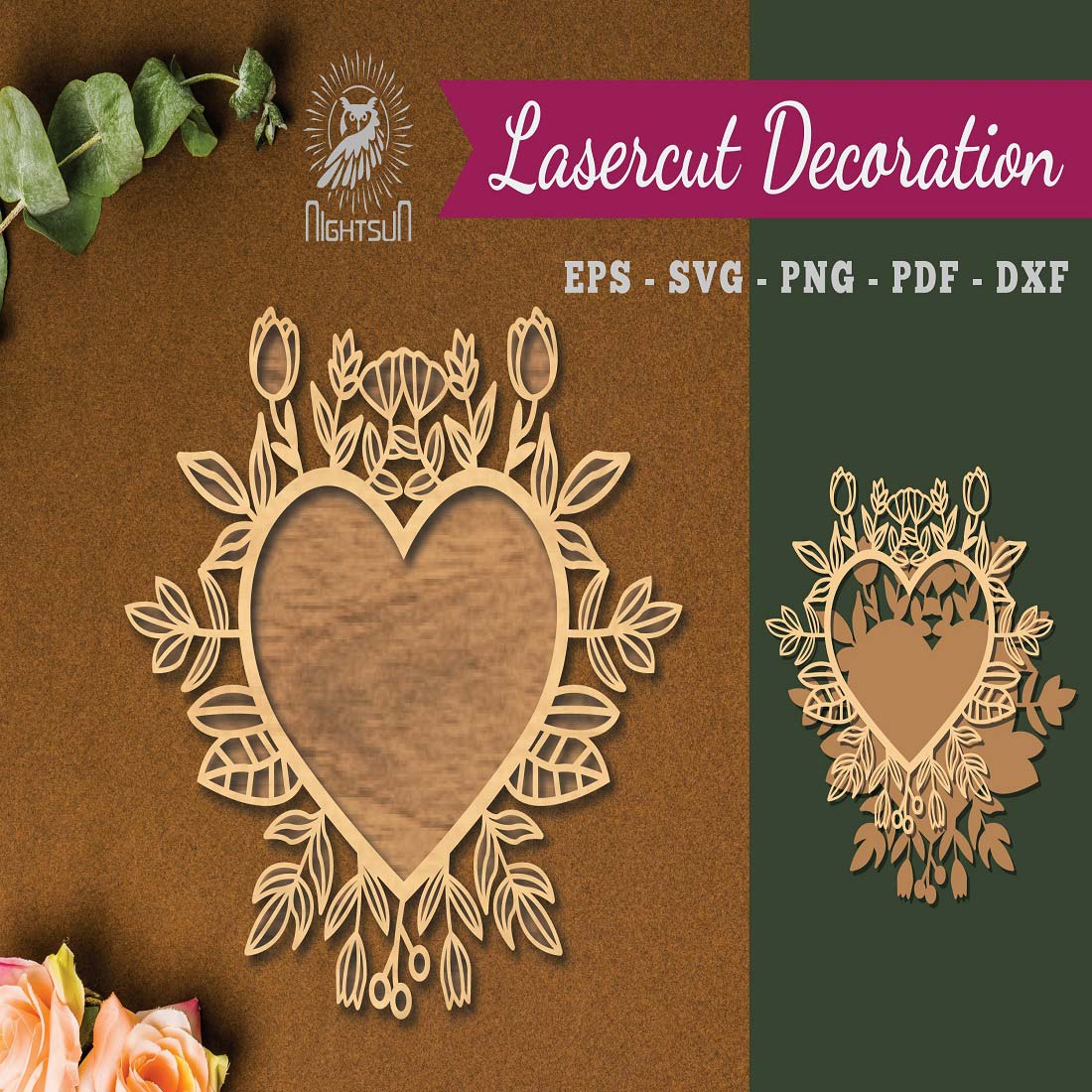 Floral Heart Laser Cut Decoration cover image.