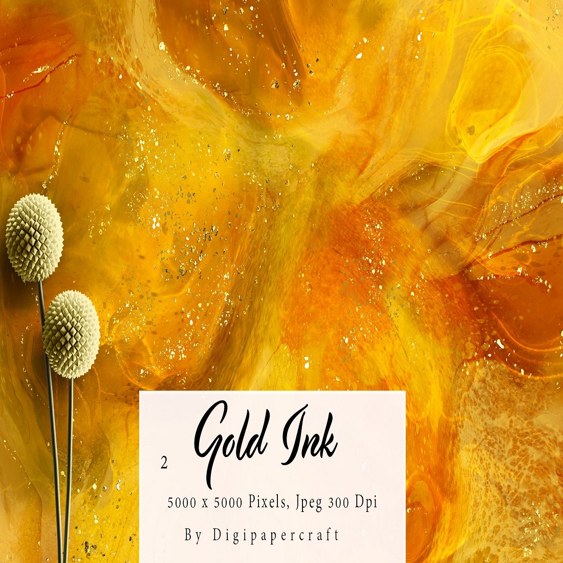 Gold Alcohol Ink paper, Alcohol ink , Watercolor ink Texture preview image.