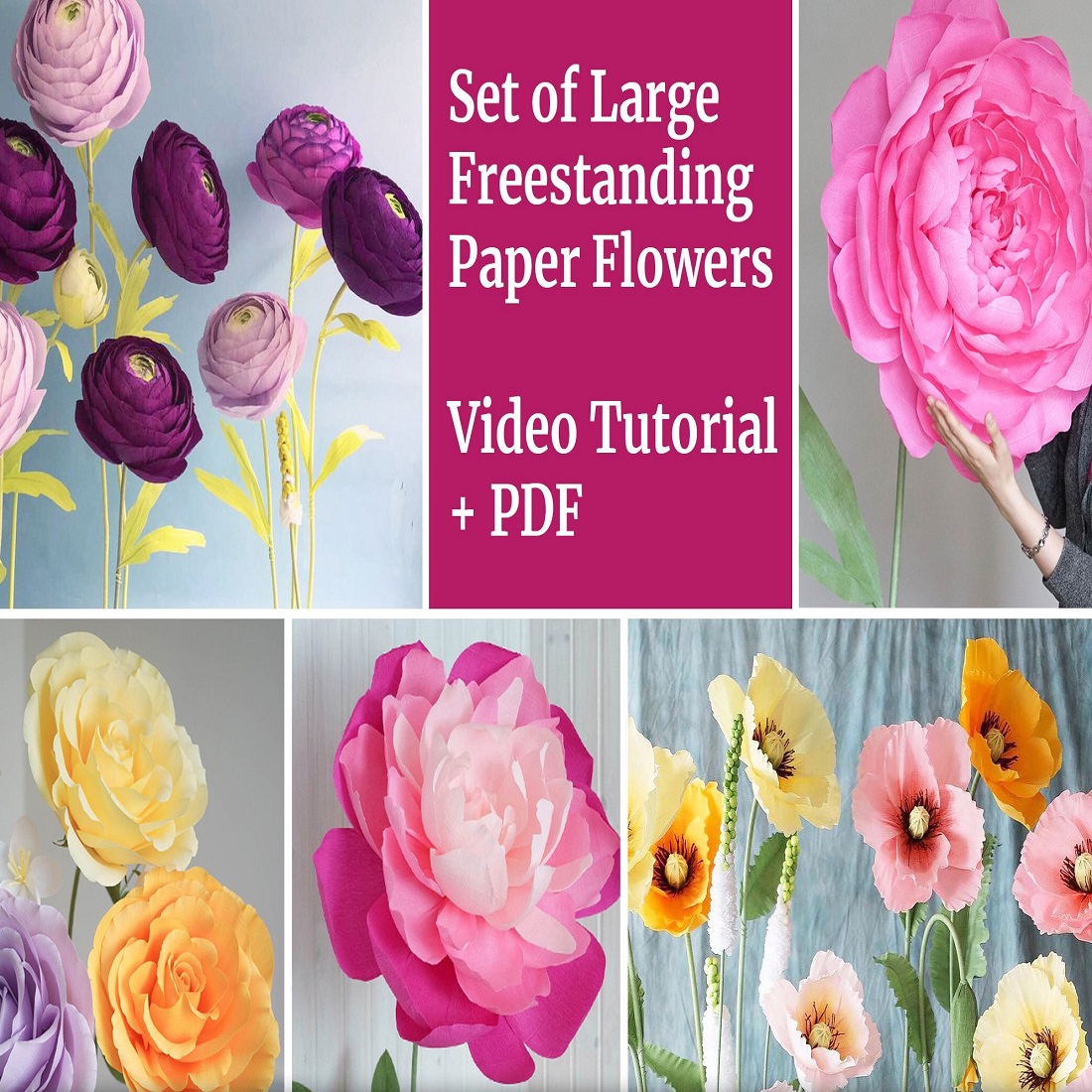 4 set of 5 giant crepe paper flowers online course 177