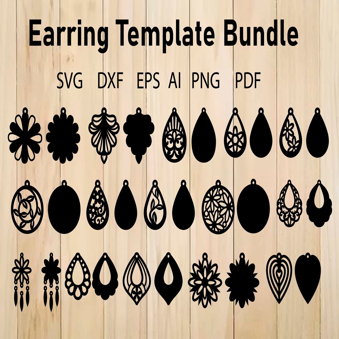 Earrings SVG Bundle, Pendant Template For Laser Cut preview image.