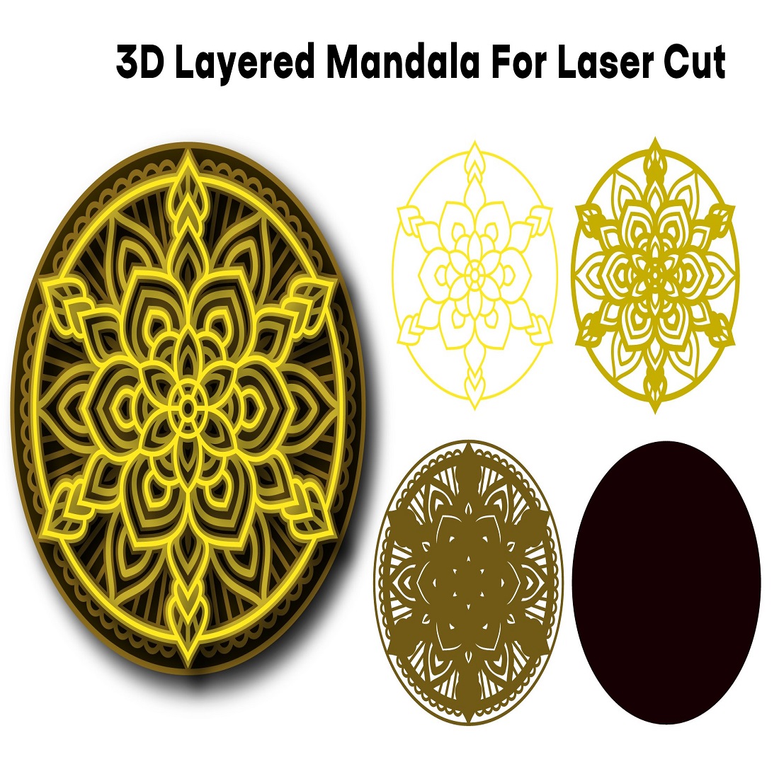 3D Layered Mandala SVG files for Laser Cut, Circuit preview image.