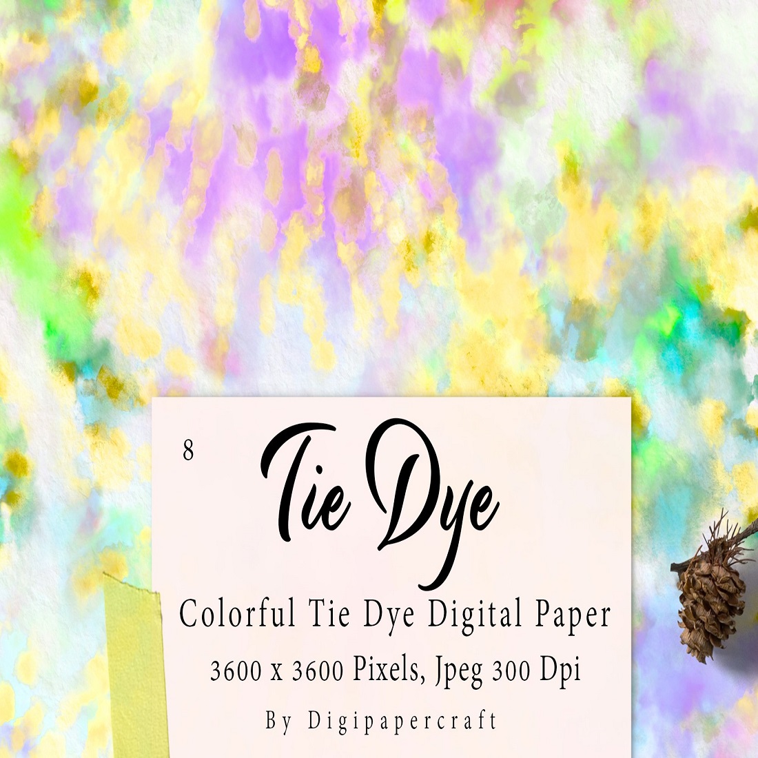 Colorful Tie Dye Digital Paper, Shikora Pattern, Smudgy Ink cover image.