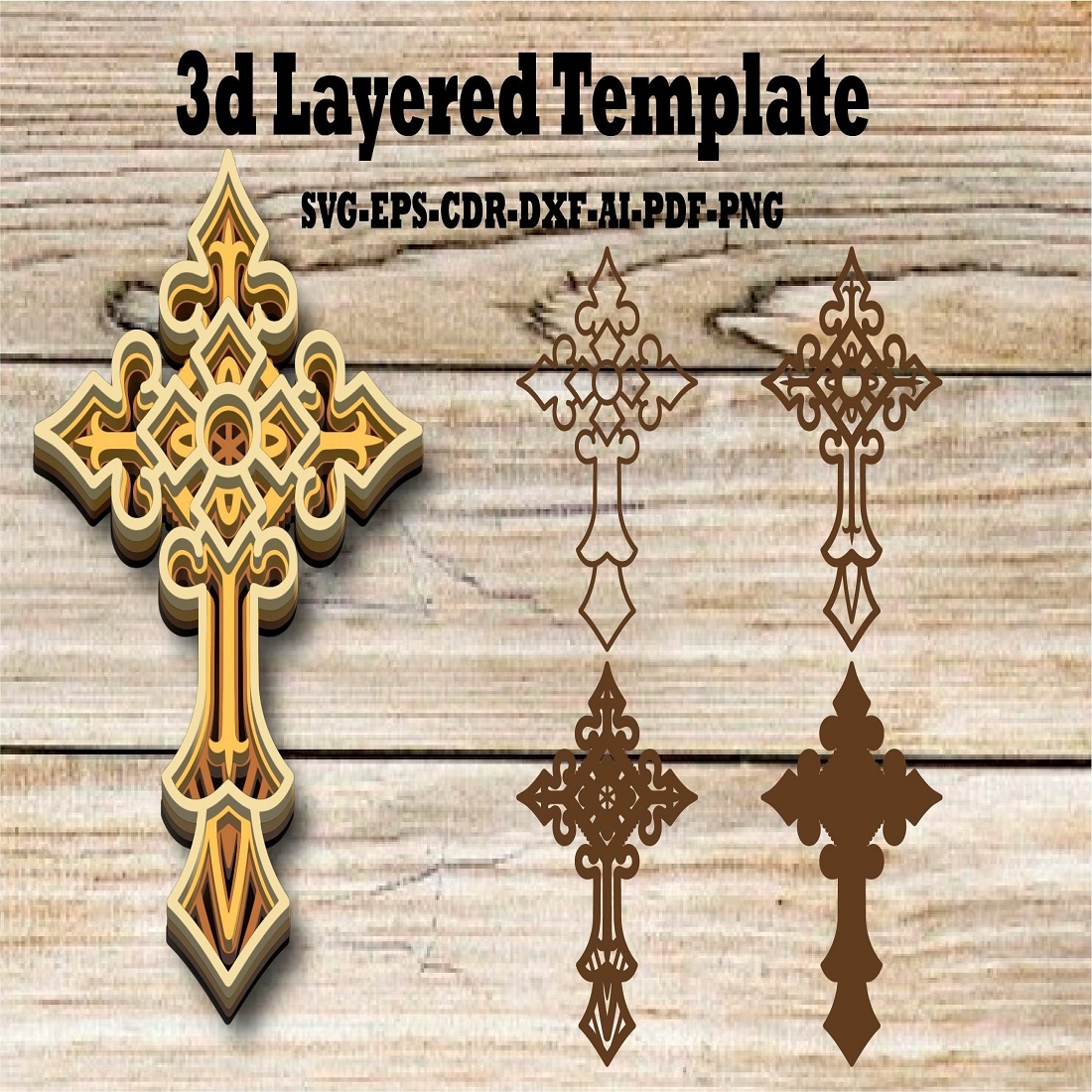 5 3d layered christian cross svg eps template for laser paper 104