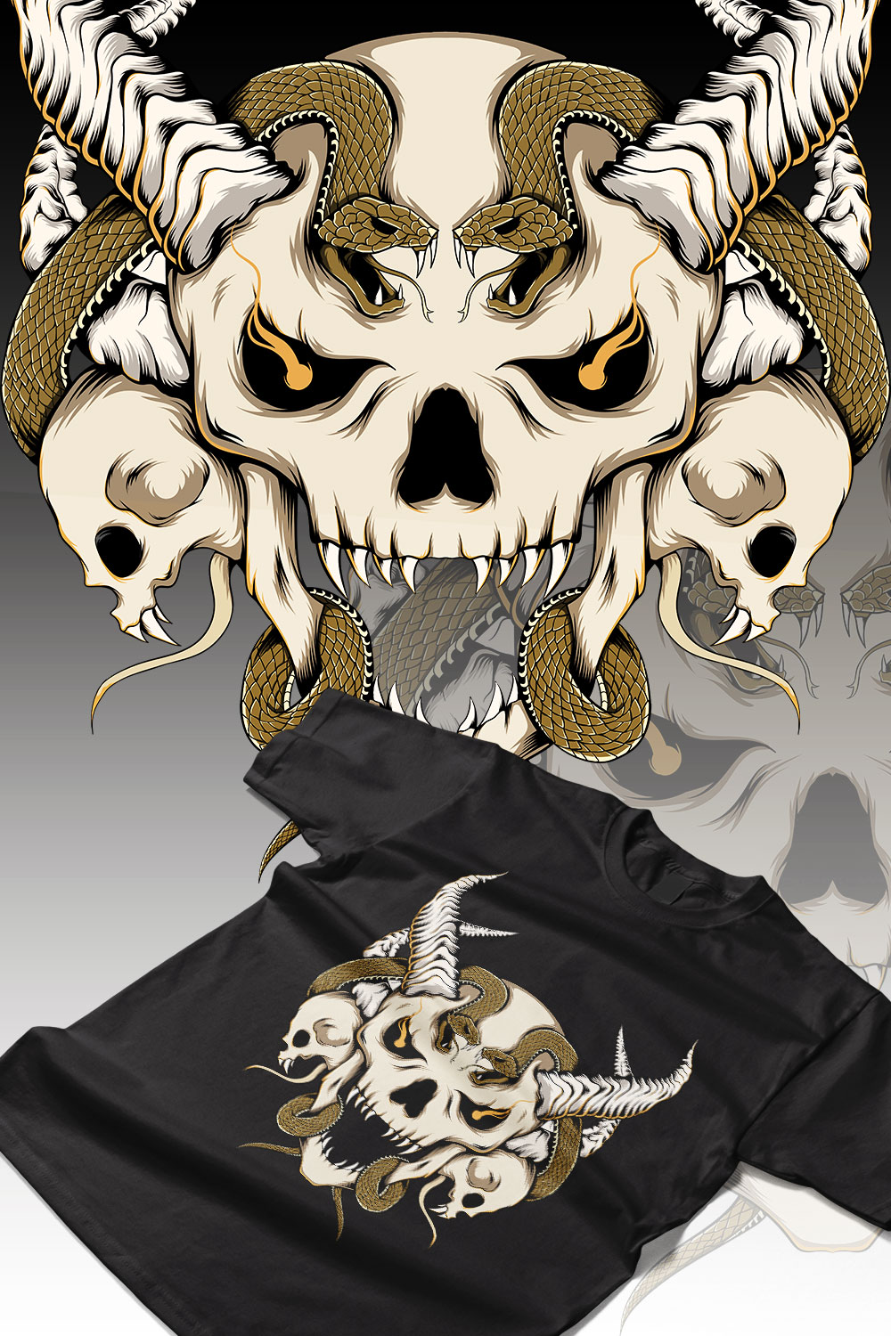 Snake Skull Design pinterest preview image.