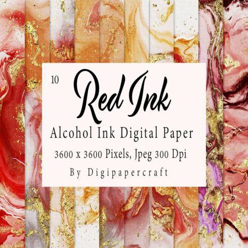 Alcohol Ink Paper, Red Alcohol ink, Watercolor Ink Texture cover image.