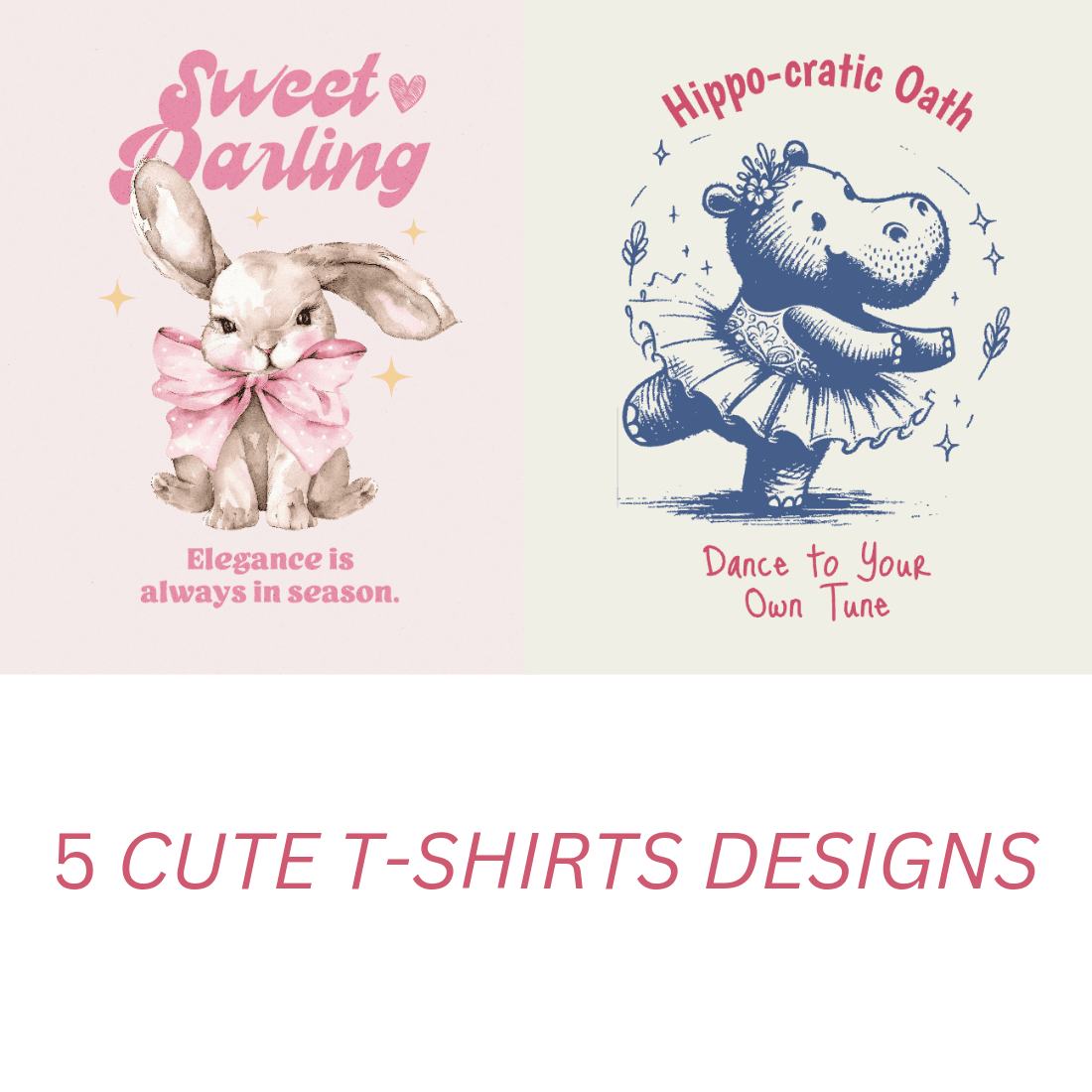 5 Cute t-shirts designs preview image.