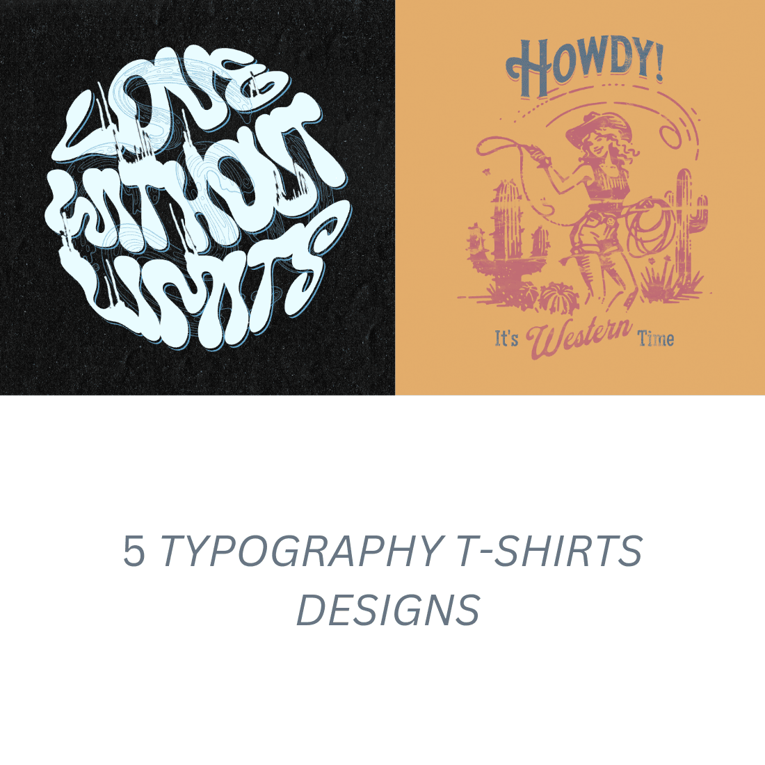 5 Typography t-shirts designs preview image.