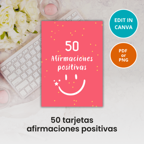 50 tarjetas Afirmaciones positivas Imprimible o digital Editable en CANVA cover image.