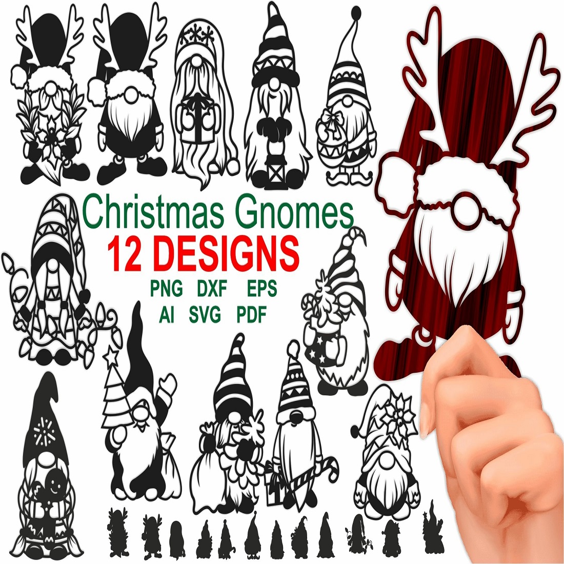 Christmas Gnomes SVG Bundle Gnome SVG Cut Files cover image.