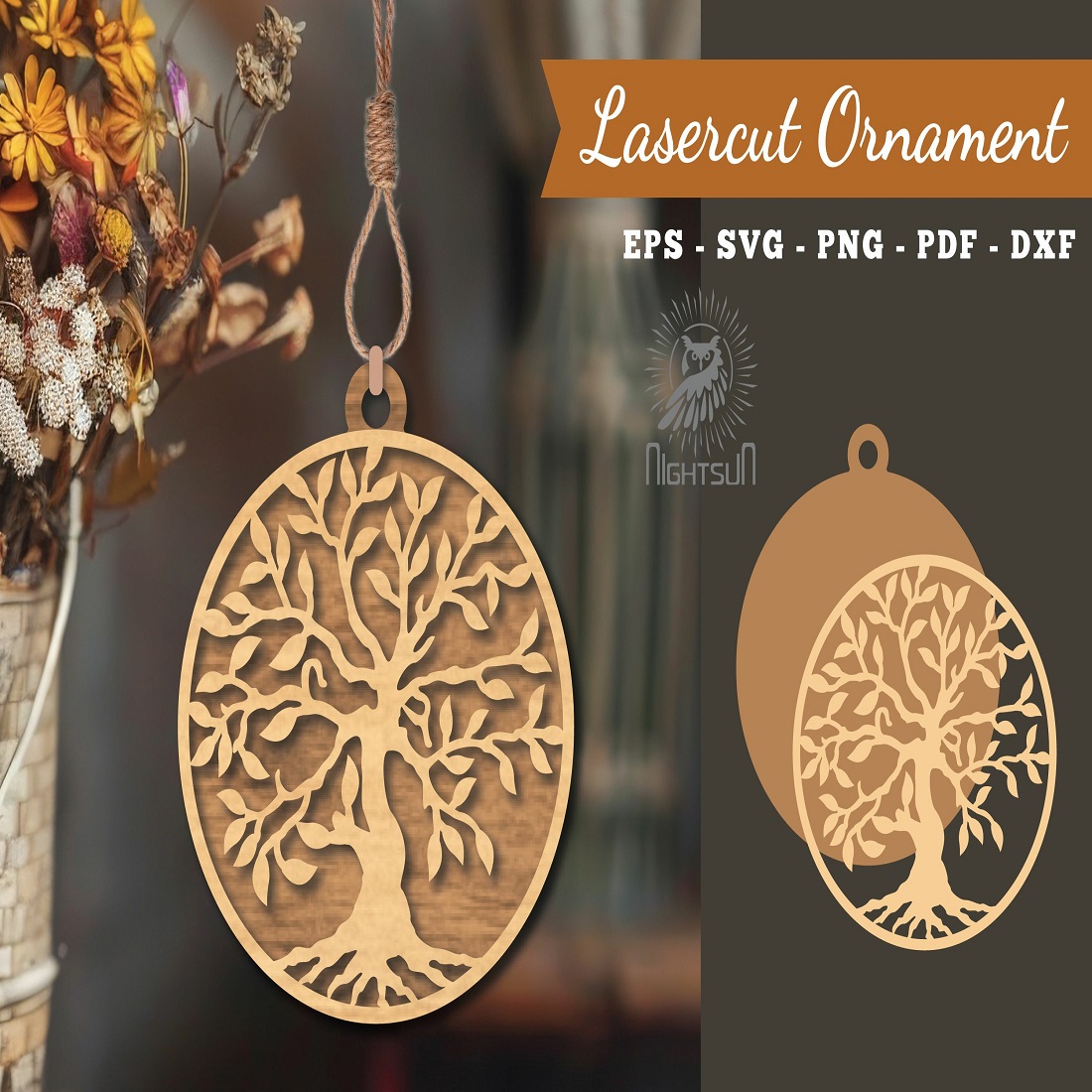 Tree Life Laser Cut Ornament preview image.