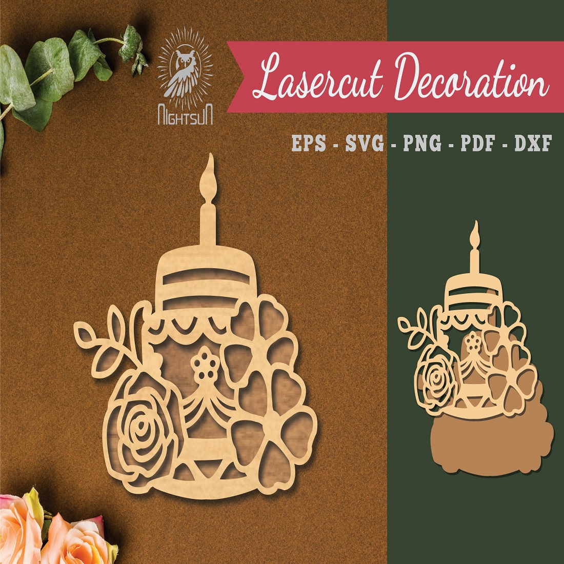 Flowers Cake Laser Cut Decoration cover image.