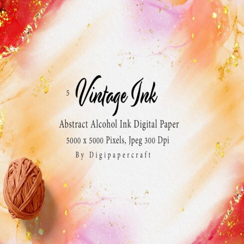 Vintage Alcohol Ink Digital Paper, Gold Liquid Ink Backdrop cover image.