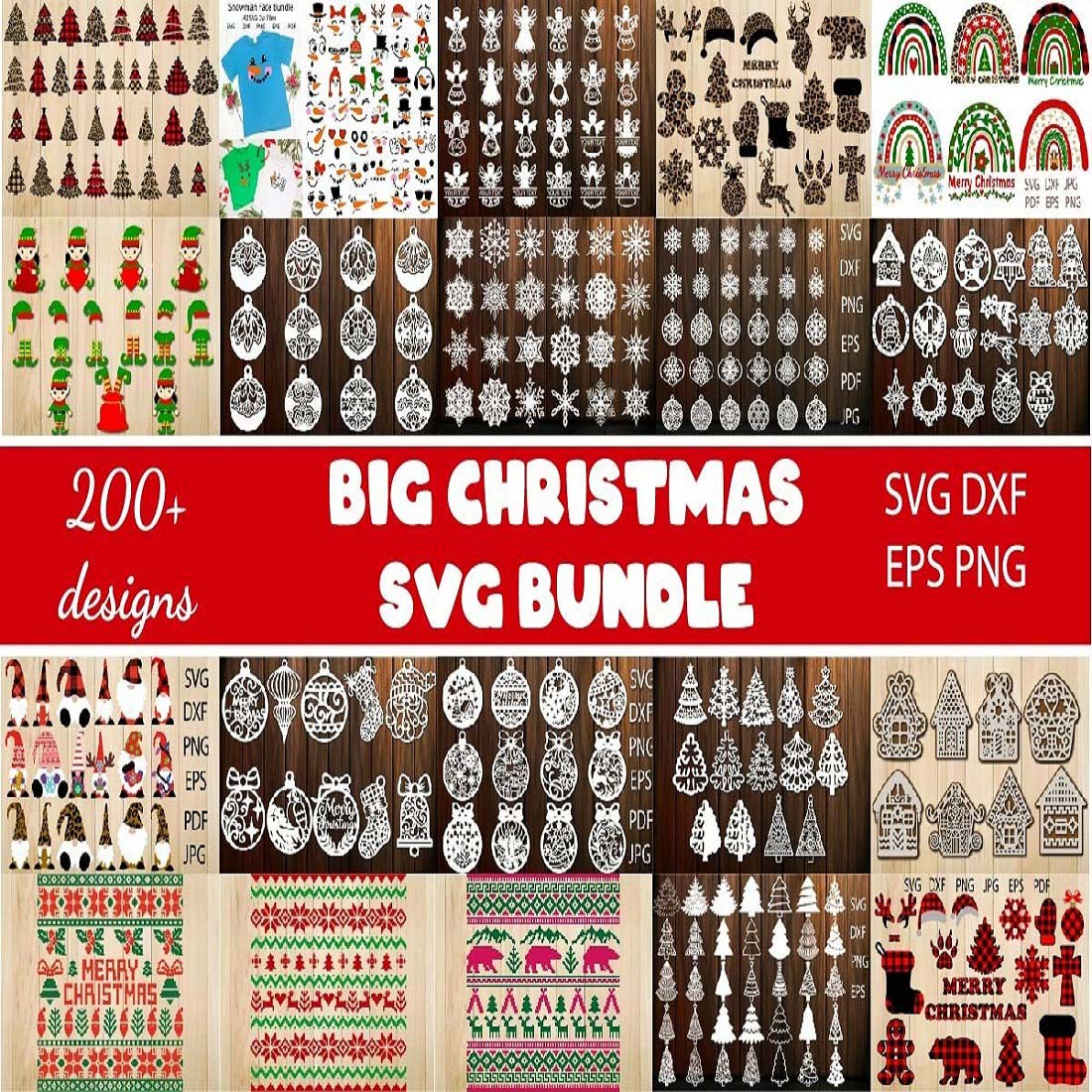 Big Christmas SVG Bundle Over 200 Christmas Designs preview image.