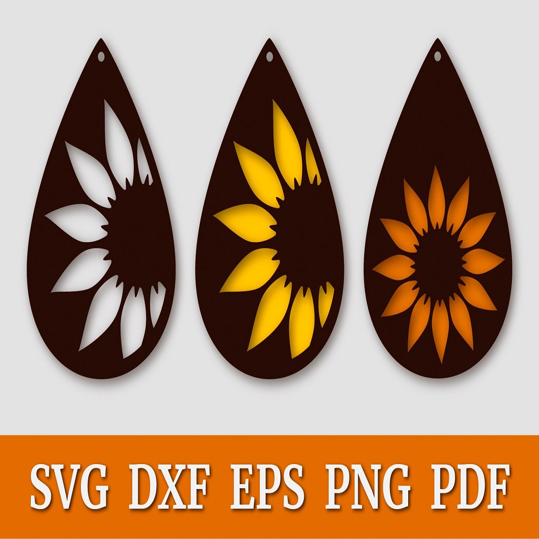 Sunflower Earring SVG Faux Leather Earrings Template preview image.