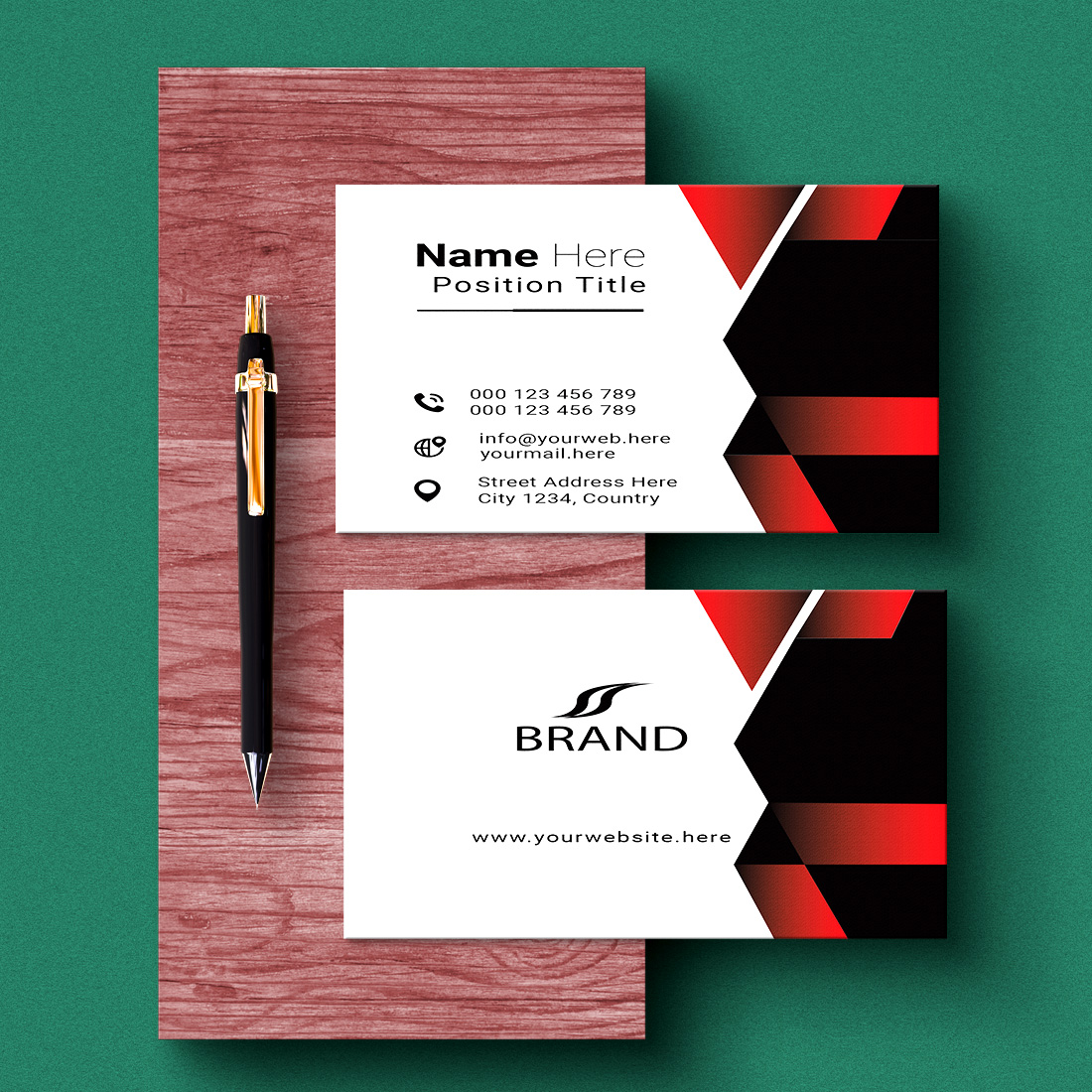 creative and simple modern business card design preview image.