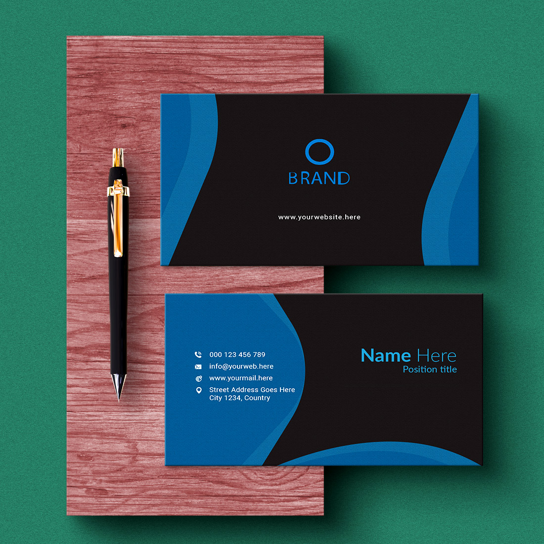 creative and simple modern business card design preview image.