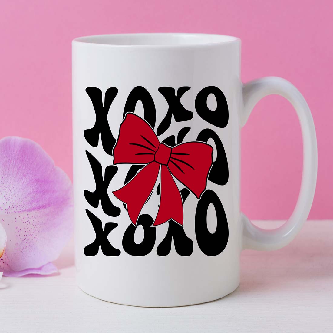 XOXO Valentine Coquette Red Bow PNG T-Shirt Design preview image.