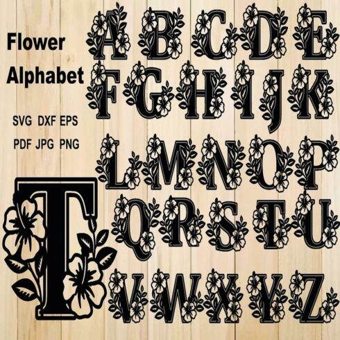 Flower Letters SVG Floral Alphabet SVG Bundle cover image.