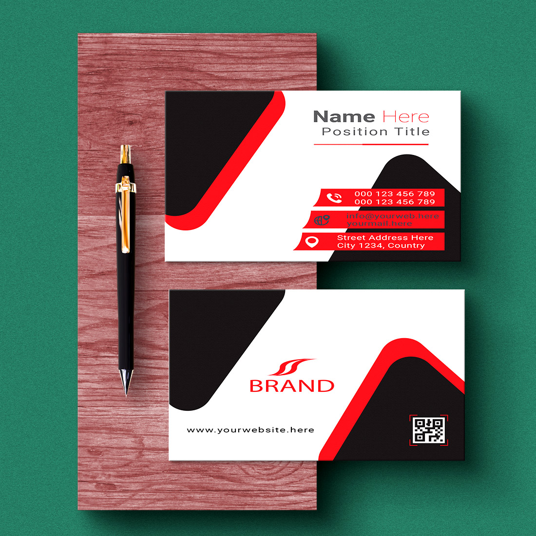 creative and simple modern business card design preview image.