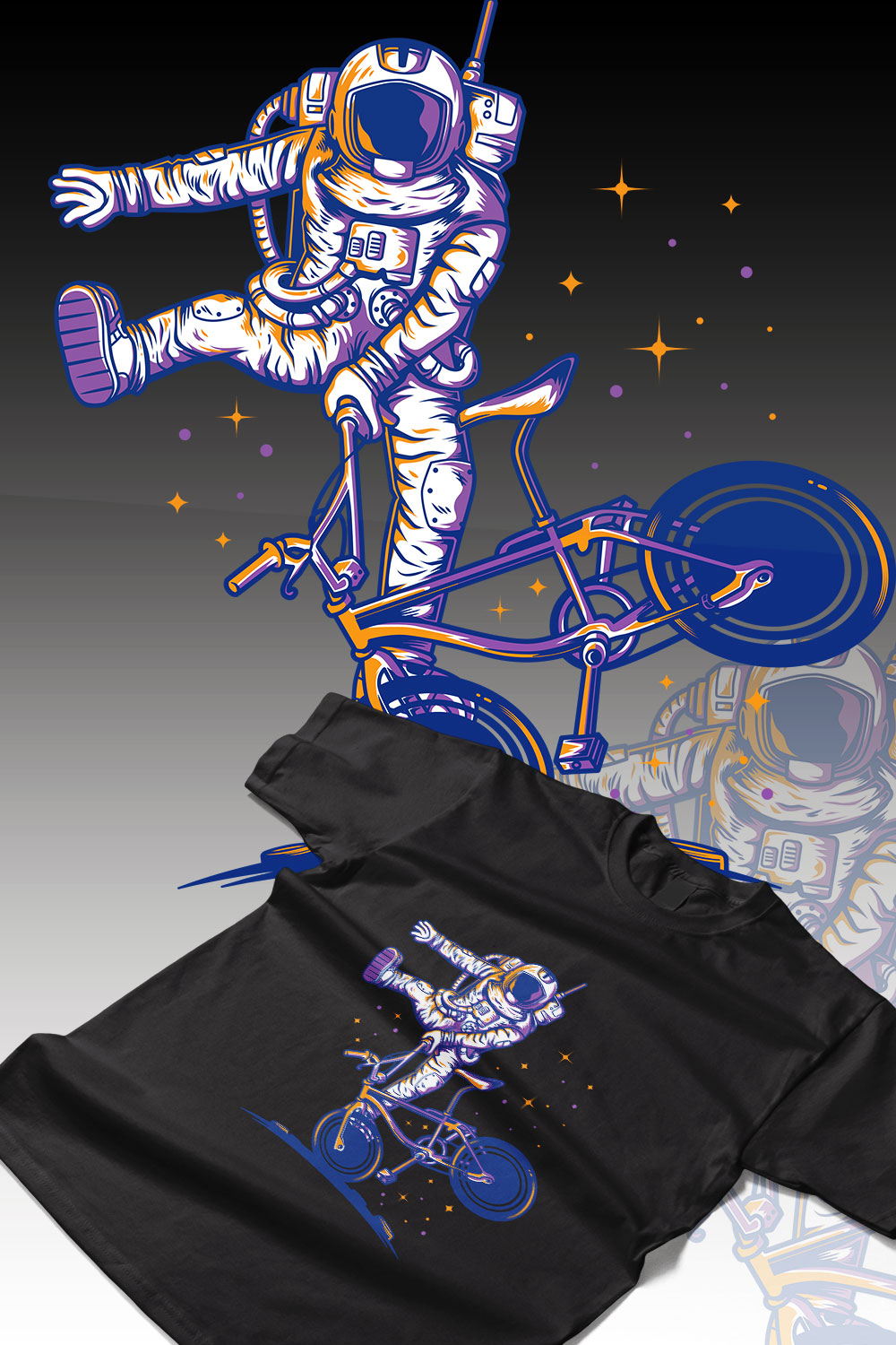 Astronaut Cycling Design pinterest preview image.