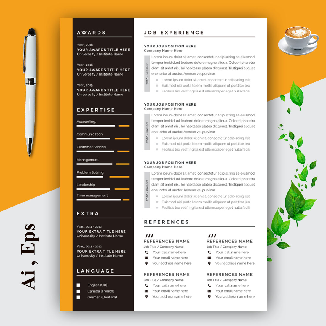 Resume And Cover Letter Layout preview image.