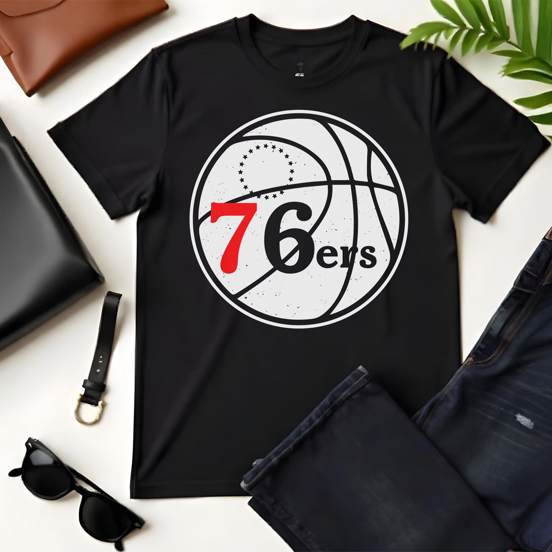 76ers black flat tshirt mockup 536