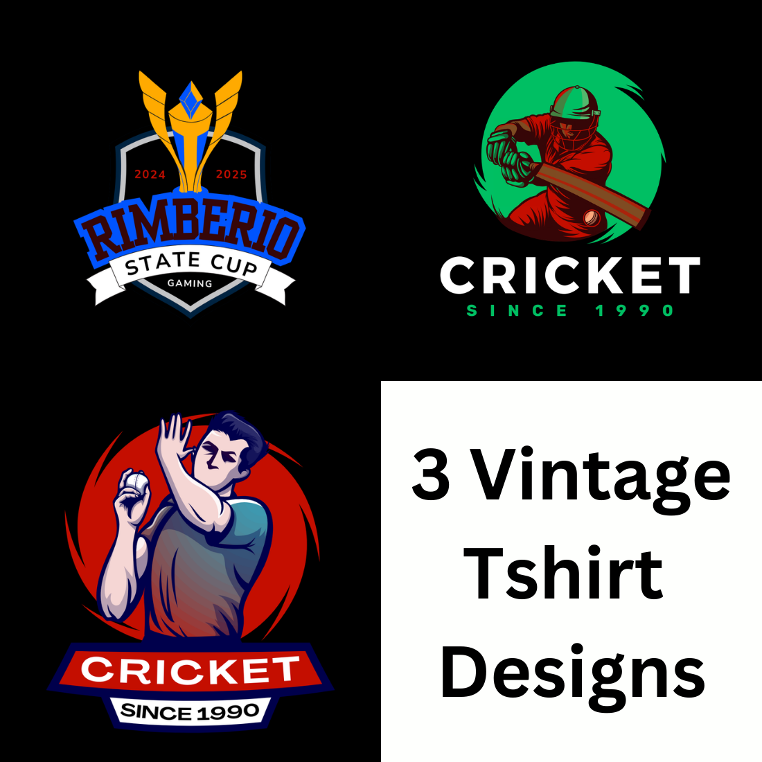 3 Vintage T Shirt Designs cover image.