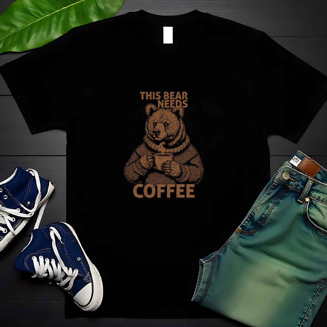 This Bear Needs Coffee Funny Graphic Design preview image.