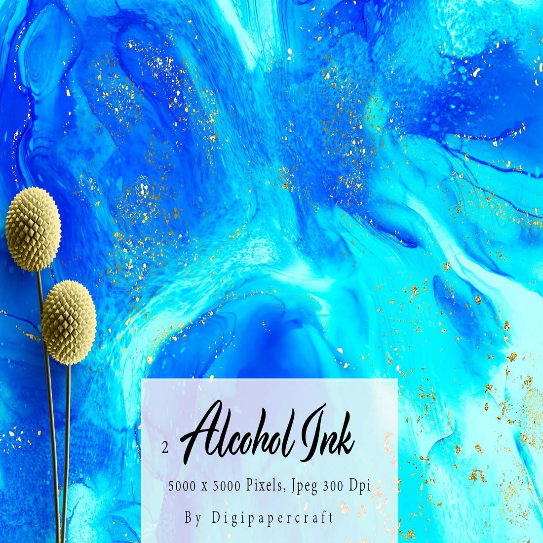 Blue Alcohol Ink, Alcohol ink paper, Watercolor ink texture preview image.