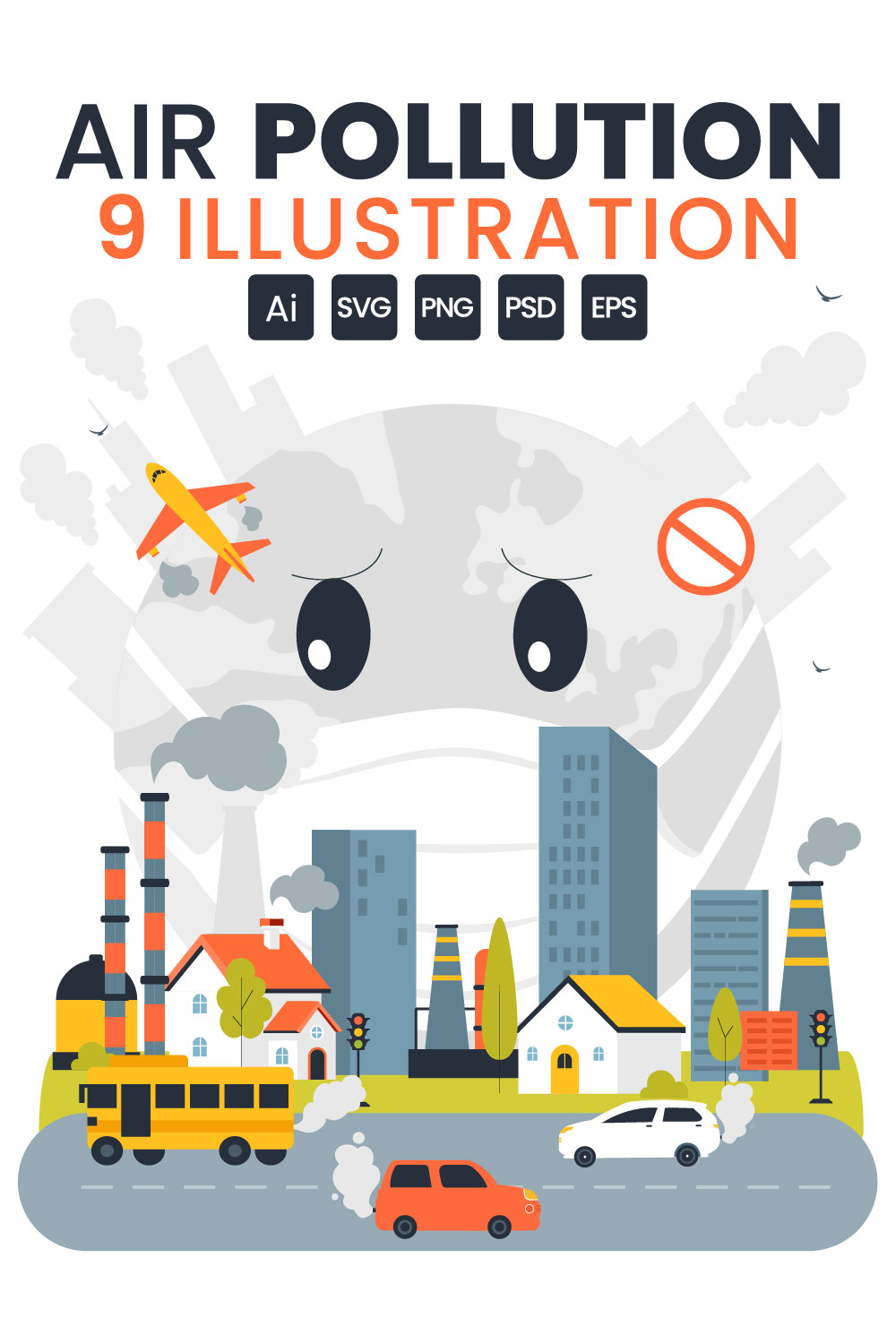 9 Air Pollution Illustration pinterest preview image.