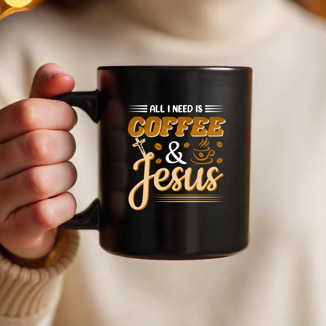 All I need coffee and Jesus T Shirt Design preview image.