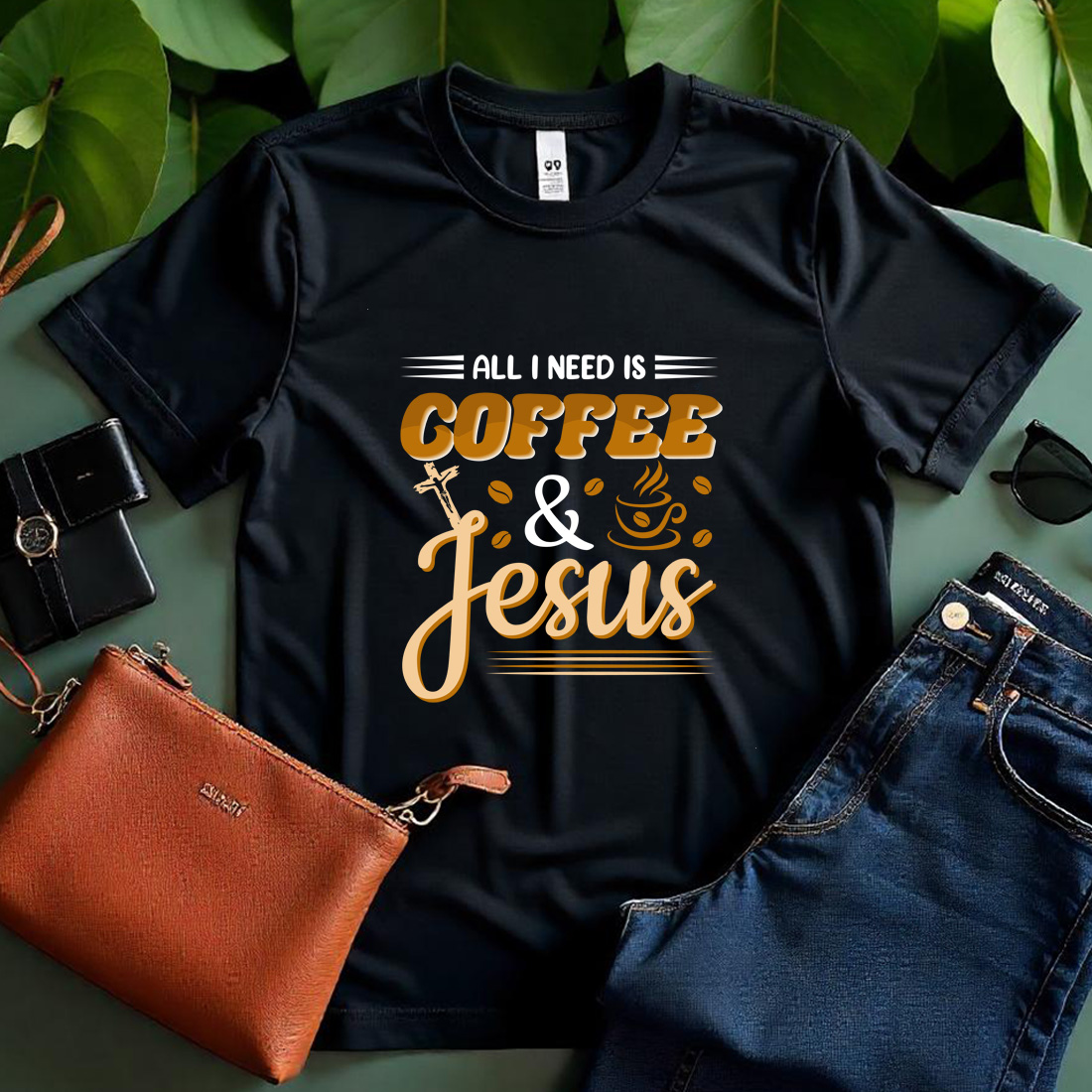 all i need coffee and jesus black t shirt 173