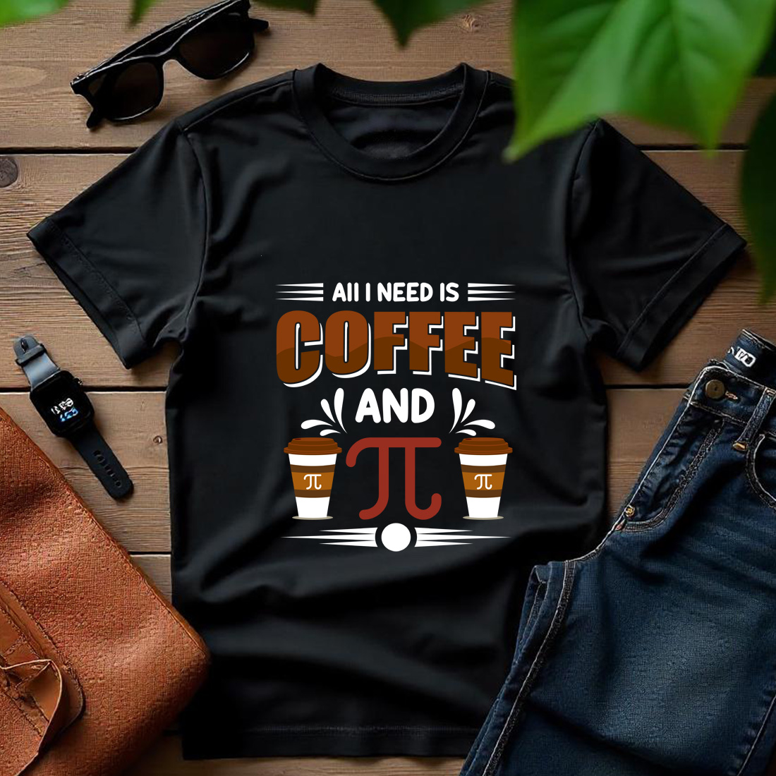 all i need coffee and pi black t shirt primium 703